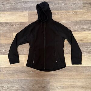 Swiss Tech Black Hooded Jacket Sleek and Comfortable